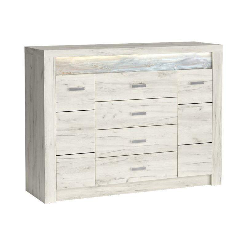 Komoda POLIS – pojemna komoda z 4 szufladami i 2 szafkami