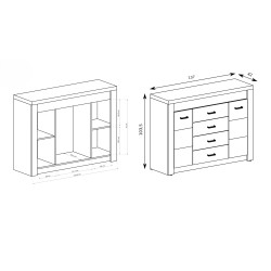 Komoda POLIS – pojemna komoda z 4 szufladami i 2 szafkami