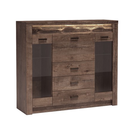 Witryna POLIS – nowoczesna witryna z barkiem, szufladami i podświetleniem LED