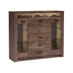 Witryna POLIS – nowoczesna witryna z barkiem, szufladami i podświetleniem LED