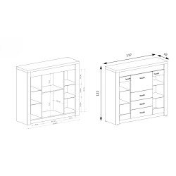 Witryna POLIS – nowoczesna witryna z barkiem, szufladami i podświetleniem LED