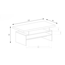 Ława POLIS 120 × 60 cm – nowoczesny stolik kawowy z półkami