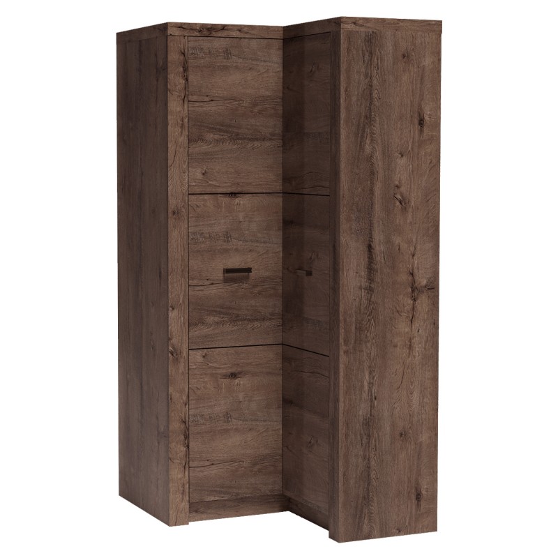 Szafa narożna POLIS – nowoczesna szafa narożna z drążkiem i półkami