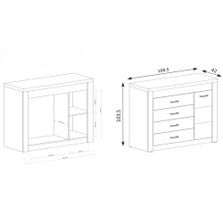 Komoda POLIS – nowoczesna komoda z szufladami i szafką
