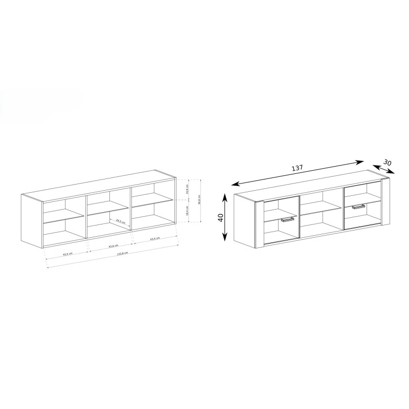 Półka ścienna POLIS – wisząca z przeszklonym frontem