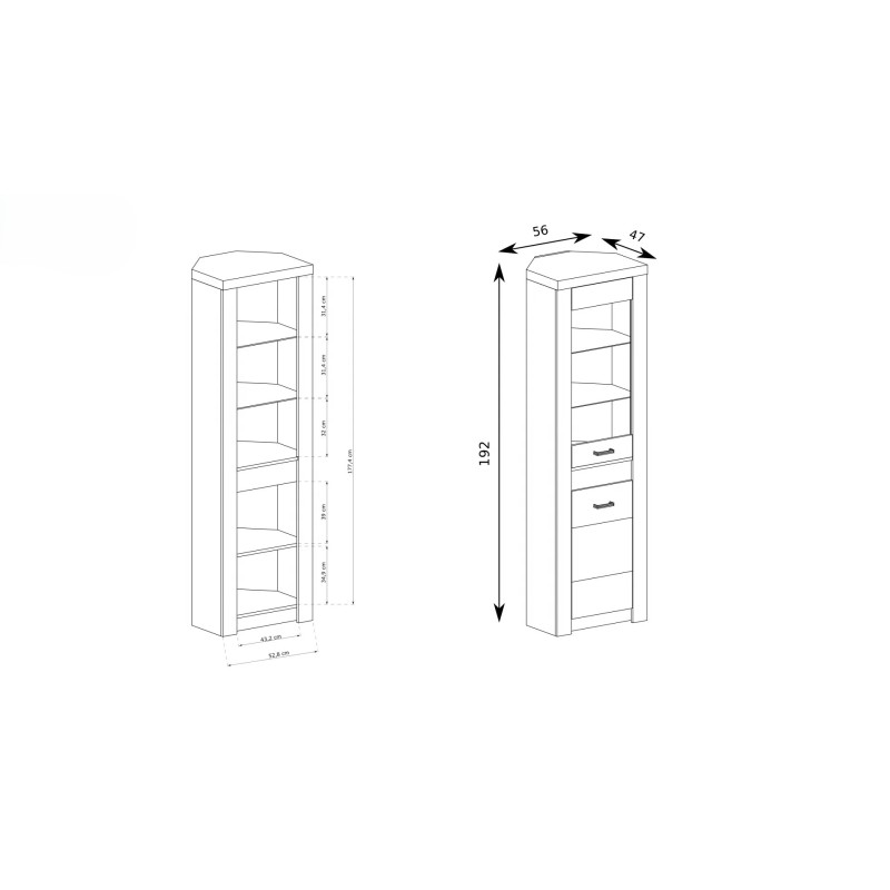 Witryna narożna POLIS z oświetleniem LED
