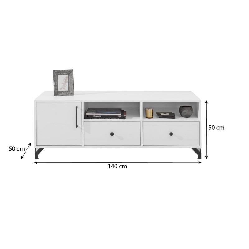 Nowoczesna szafka RTV Bergo – biały Lux