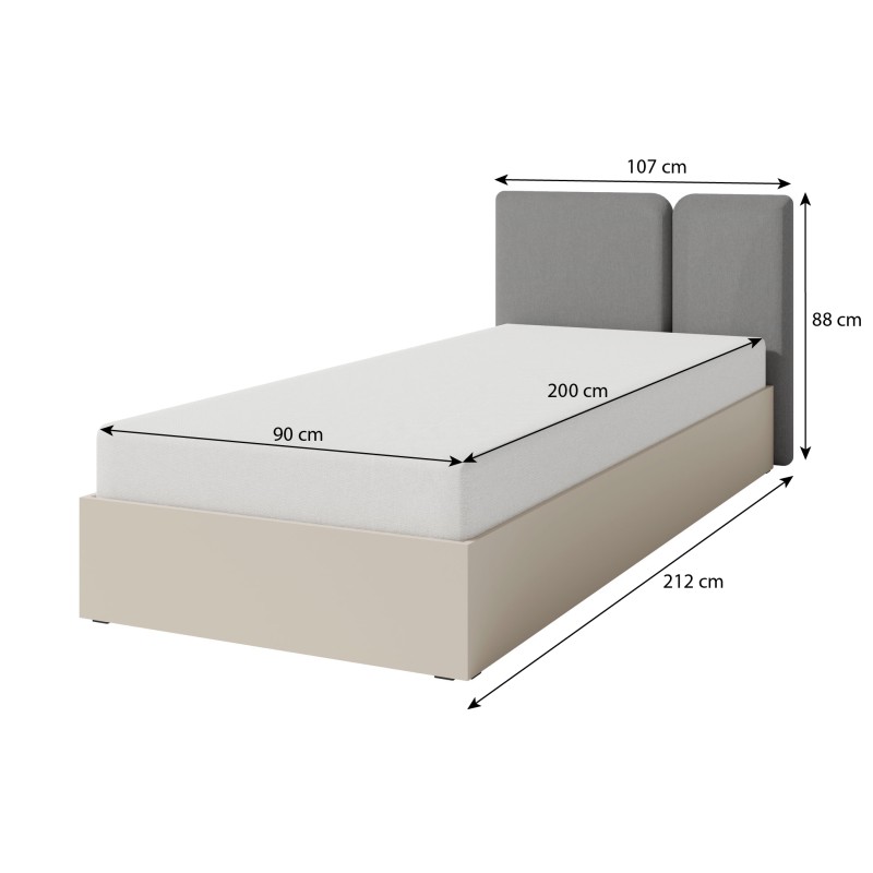 Łóżko młodzieżowe LICO - metalowy stelaż i pojemnik na pościel