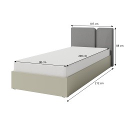 Łóżko młodzieżowe LICO - metalowy stelaż i pojemnik na pościel