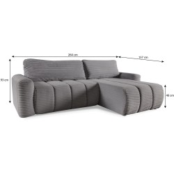 Narożnik CAVO z funkcją spania i pojemnikiem – nowoczesny design i komfort