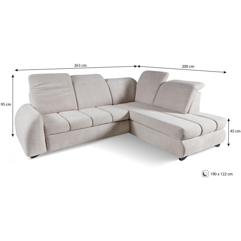 Narożnik ONEL z funkcją spania i regulowanymi zagłówkami – komfort i nowoczesny design