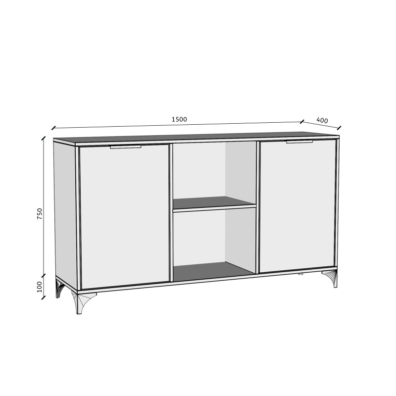 Komoda dwudrzwiowa HOME – nowoczesna, praktyczna, 150 cm