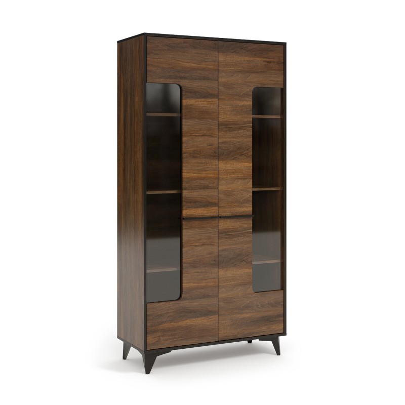 Witryna wysoka FELIA 2 drzwi – nowoczesna, pojemna, Shirin Orzech