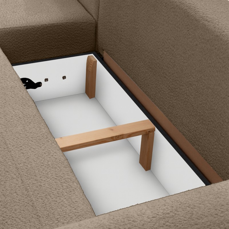 Narożnik OLIVER z funkcją spania i pojemnikiem – Bouclé