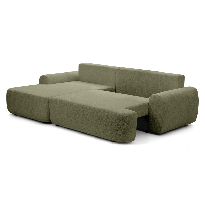 Narożnik OLIVER z funkcją spania i pojemnikiem – Bouclé