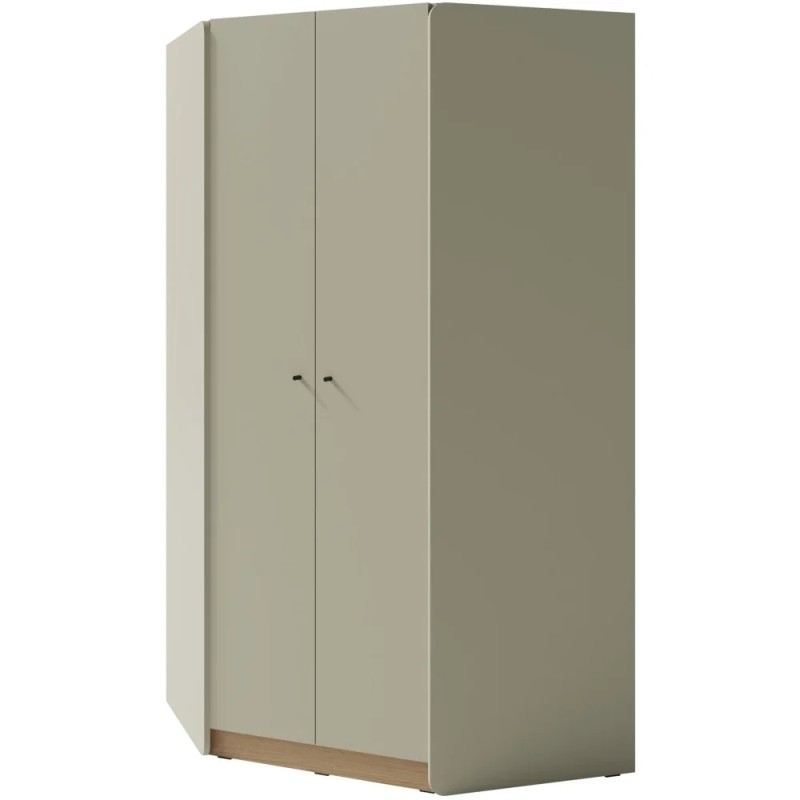 Szafa narożna ALEX – nowoczesny design, dąb piaskowy i eukaliptus