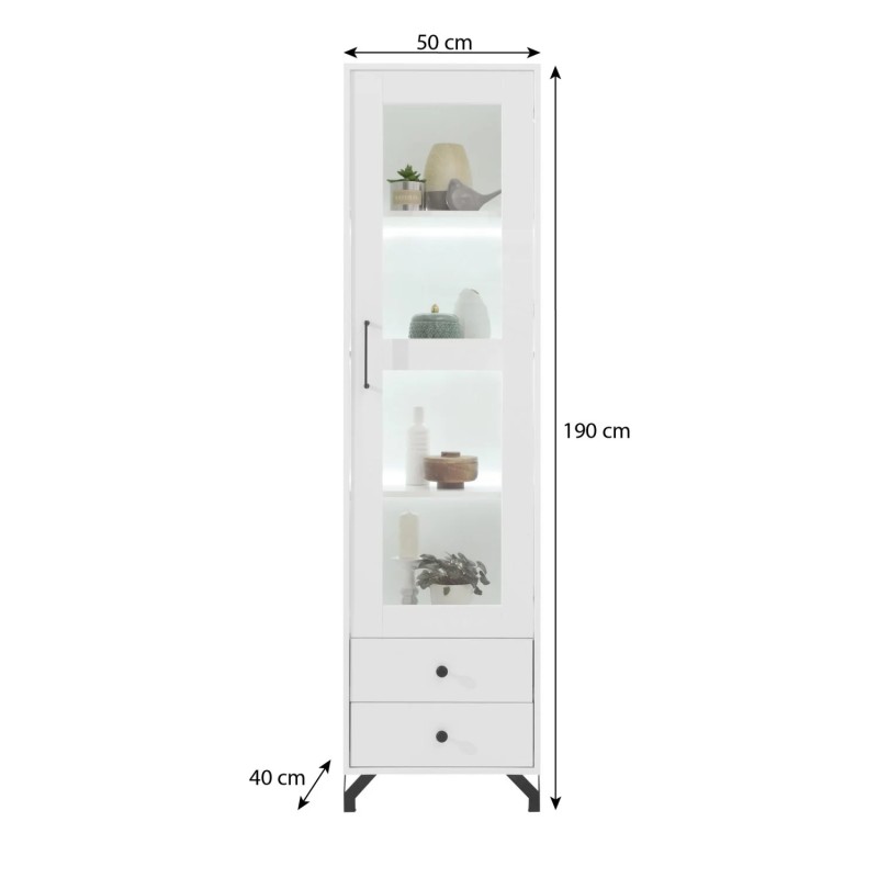 Witryna BERGO z 1 drzwiami i 2 szufladami | BeautySofa24