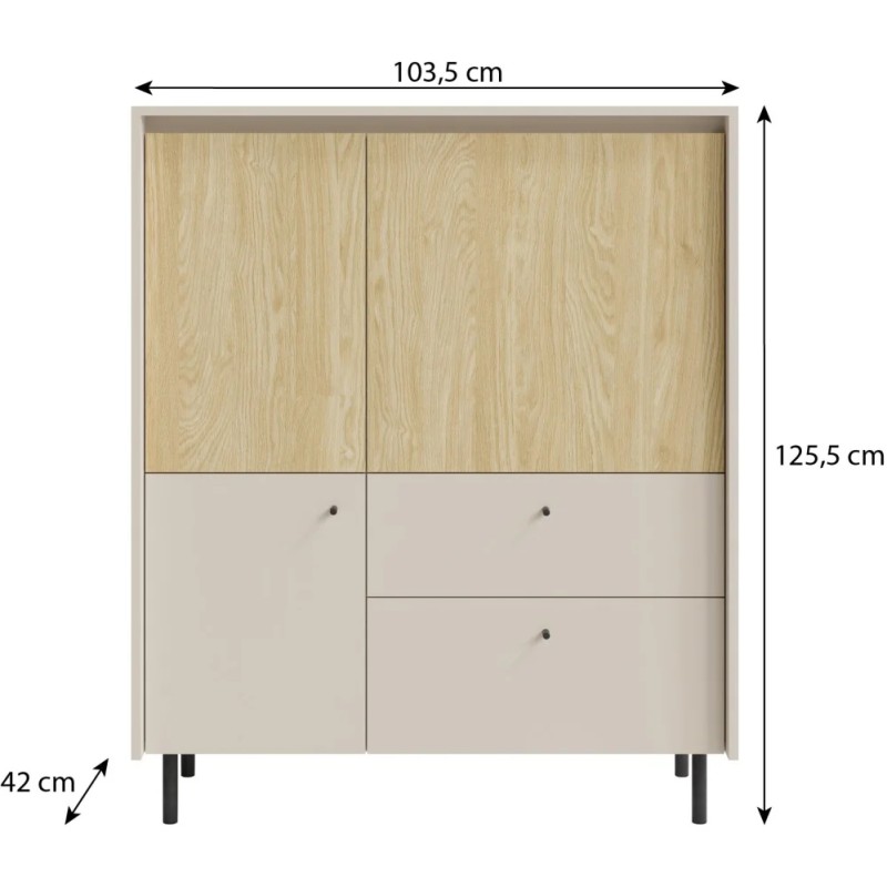 Komoda MONAKO 2 szuflady i 3 drzwi – nowoczesna, pojemna i elegancka