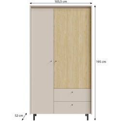 Szafa MONAKO z 2 drzwiami i 2 szufladami – nowoczesny design i pojemne wnętrze