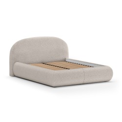 Łóżko MOTTI z pojemnikiem i materacem H2 – nowoczesne łóżko bouclé | BeautySofa24