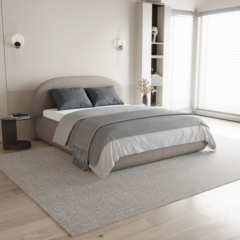 Łóżko MOTTI z pojemnikiem i materacem H2 – nowoczesne łóżko bouclé | BeautySofa24