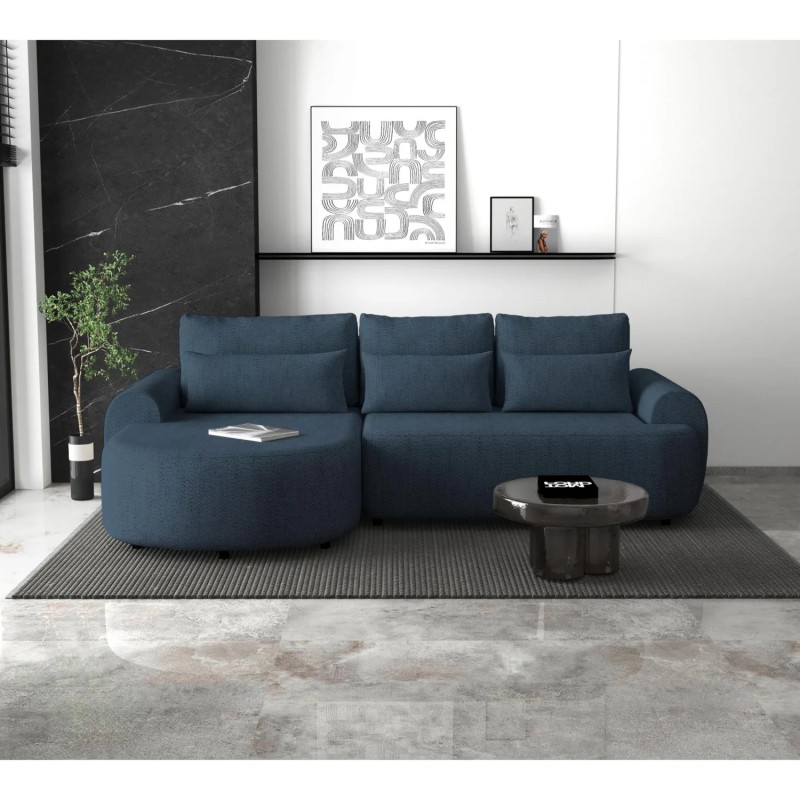 Narożnik z funkcją spania Olivio Modesto ciemnoniebieski aranżacja lewy przód