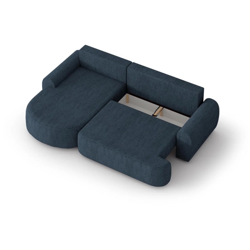 Narożnik z funkcją spania Olivio Modesto ciemnoniebieski pojemnik lewy