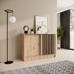 Komoda HORIZON – nowoczesna komoda z lamelami i drzwiami przesuwnymi