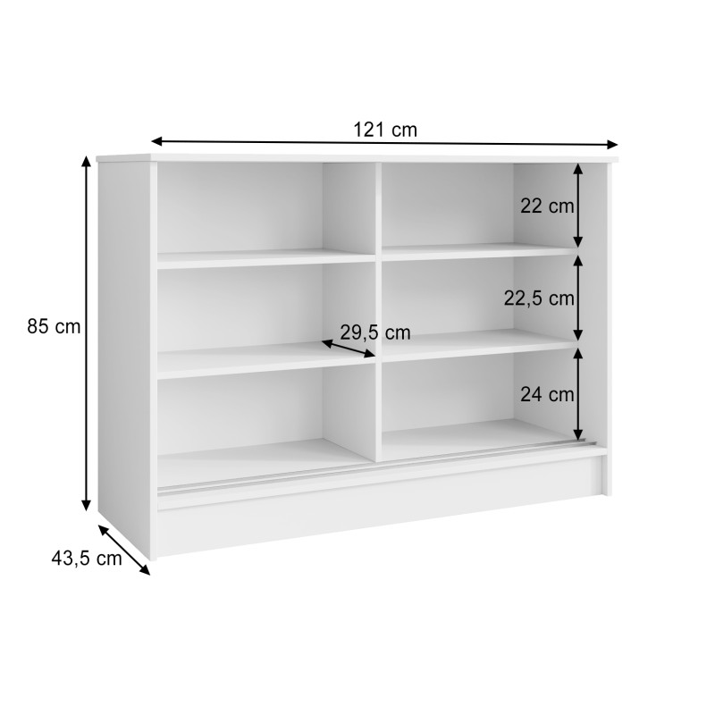 Komoda HORIZON – nowoczesna komoda z lamelami i drzwiami przesuwnymi
