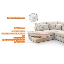 Narożnik do salonu PARMA L 🛋️ BeautySofa24.pl