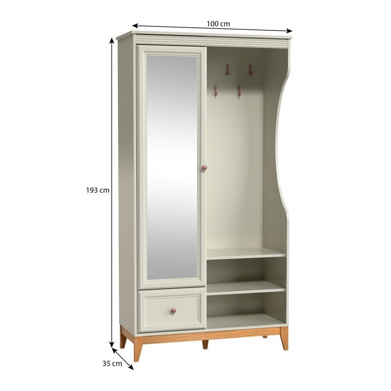 Garderoba CHARLOTT z lustrem i szufladą – kaszmir