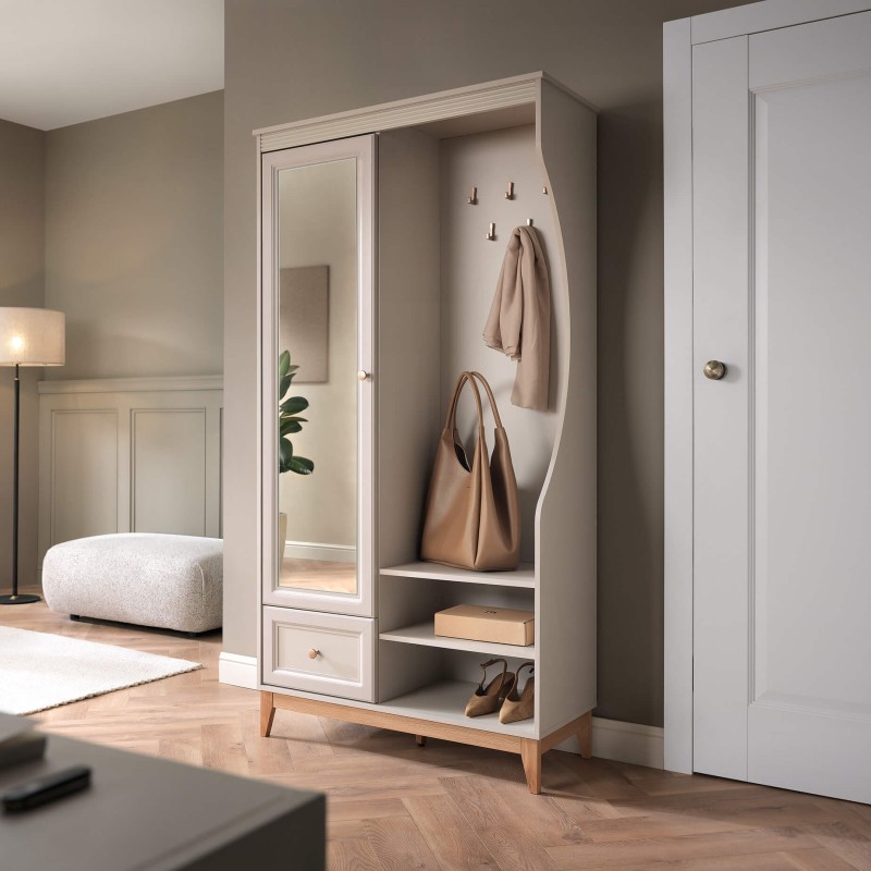 Garderoba CHARLOTT z lustrem i szufladą – kaszmir