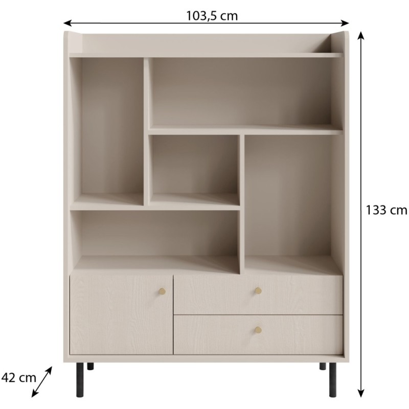 Regał GLORIA – nowoczesny z 2 szufladami i 1 drzwiami