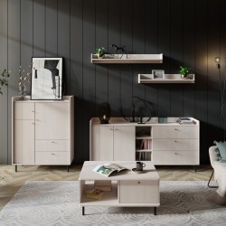 Komoda GLORIA z 3 szufladami i otwartymi półkami