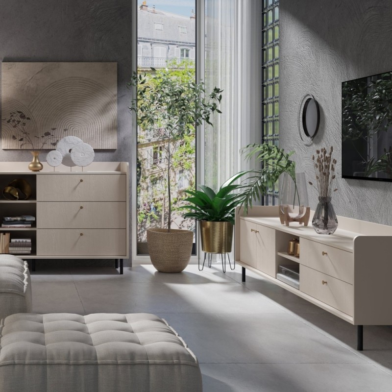 Komoda GLORIA – nowoczesna z 3 szufladami i 1 drzwiami