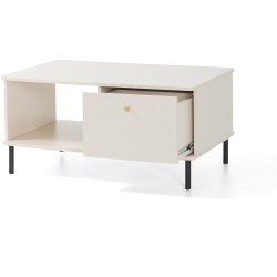 Ława GLORIA – nowoczesna z 1 szufladą, złote uchwyty