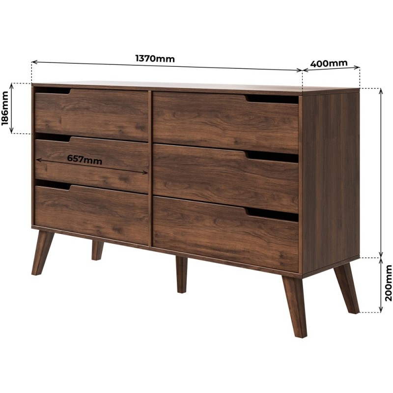 Komoda NOREL – skandynawska komoda z 6 szufladami | Stabilna, elegancka, pojemna