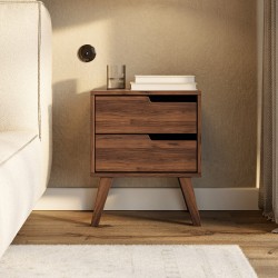 Stolik nocny NOREL z 2 szufladami – skandynawski, elegancki, funkcjonalny