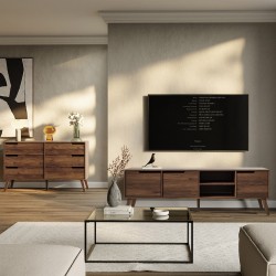 Stolik nocny NOREL z 2 szufladami – skandynawski, elegancki, funkcjonalny