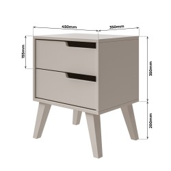 Stolik nocny NOREL z 2 szufladami – skandynawski, elegancki, funkcjonalny