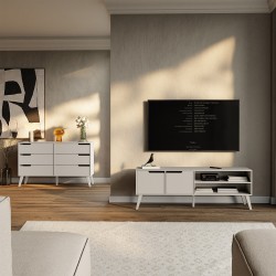 Szafka RTV NOREL 180 cm – nowoczesna, skandynawska, funkcjonalna
