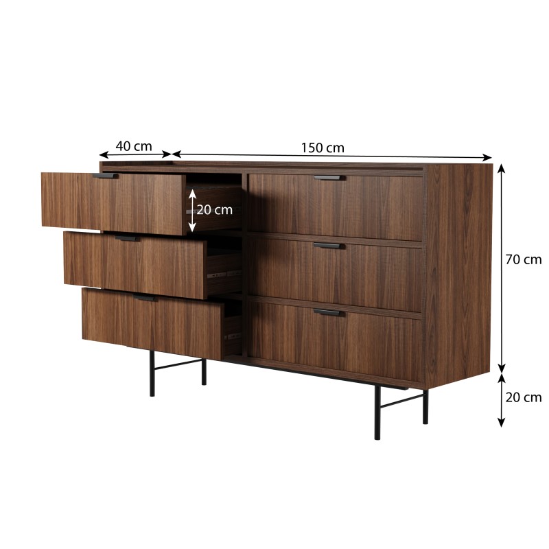 Komoda EVRON 6 szuflad – nowoczesna, elegancka i pojemna