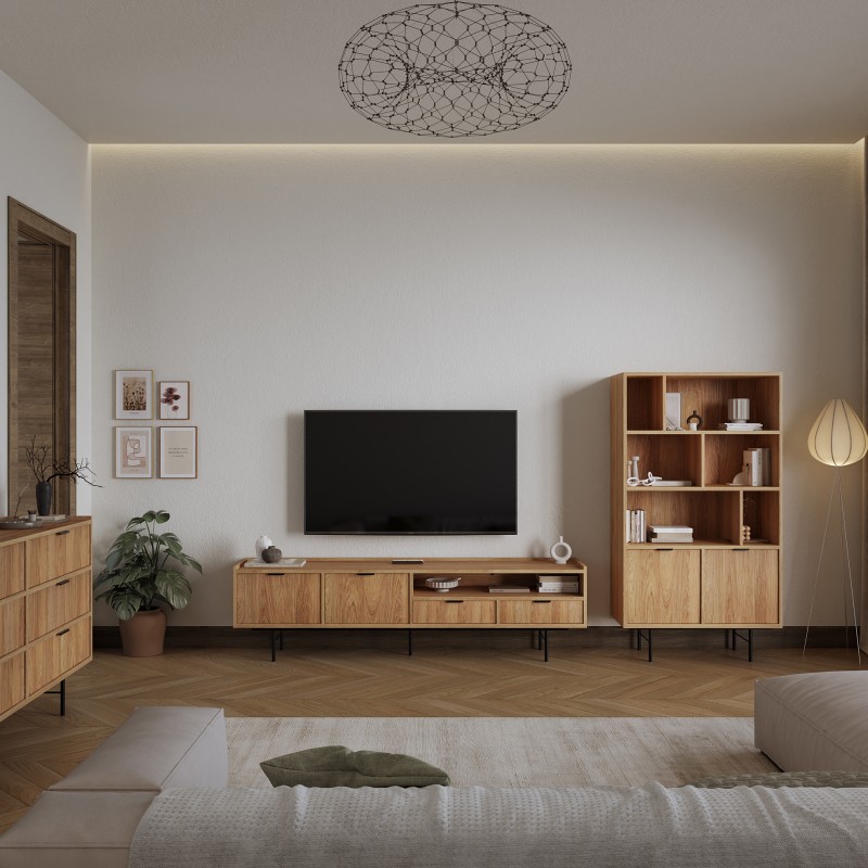 Regał EVRON 4 półki i 2 szafki – nowoczesny i funkcjonalny