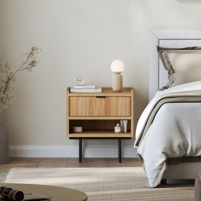 Stolik nocny EVRON 1 szuflada i półka – nowoczesny i funkcjonalny
