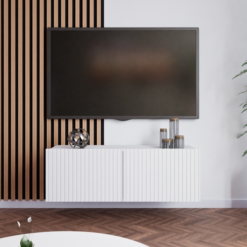 Szafka RTV KAVELL 100 cm – szafka z ryflowanym frontem