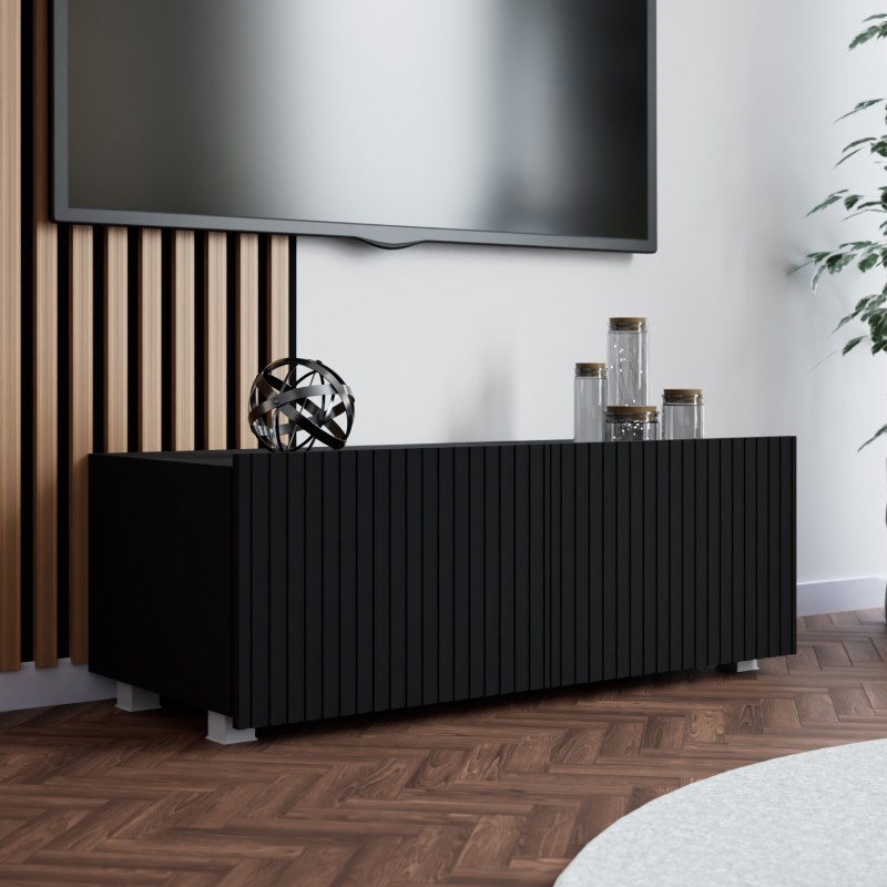 Szafka RTV KAVELL 100 cm – szafka z ryflowanym frontem