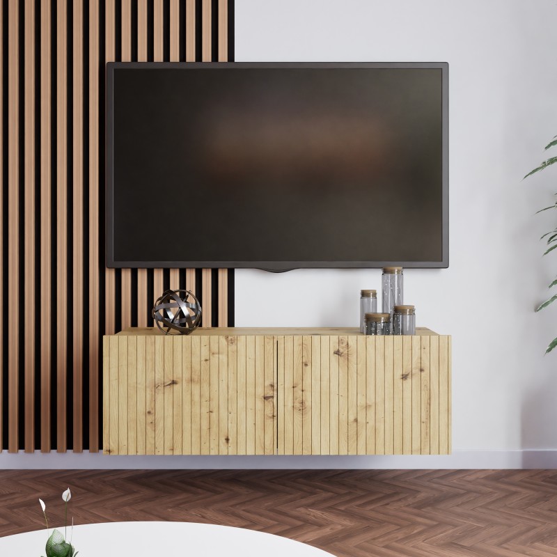 Szafka RTV KAVELL 100 cm – szafka z ryflowanym frontem