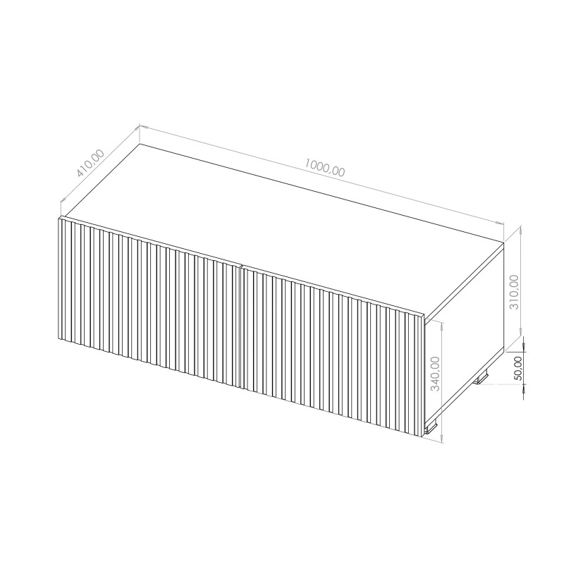 Szafka RTV KAVELL 100 cm – szafka z ryflowanym frontem