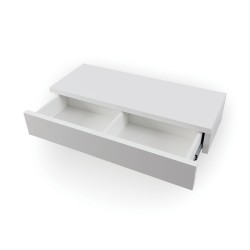 Konsola wisząca NIVARO – nowoczesna wisząca półka z 1 szufladą, biały lub czarny połysk