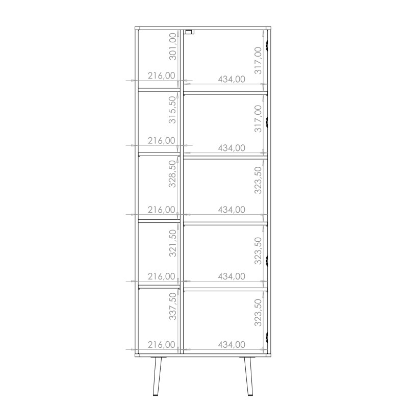 Regał PARINI – 1 drzwi, 8 półek, nowoczesny design | Czarny Grafit / Captains Deck